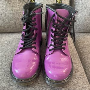 Kids Dr Martens Airwair purple boots